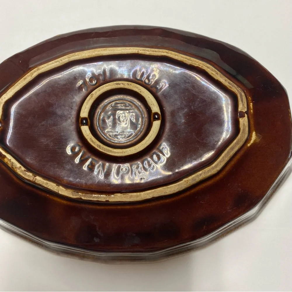 Vintage 1970’s McCoy Brown Drip Glaze Pottery Serving Bowl 10.5”X 7”X 2.5”
